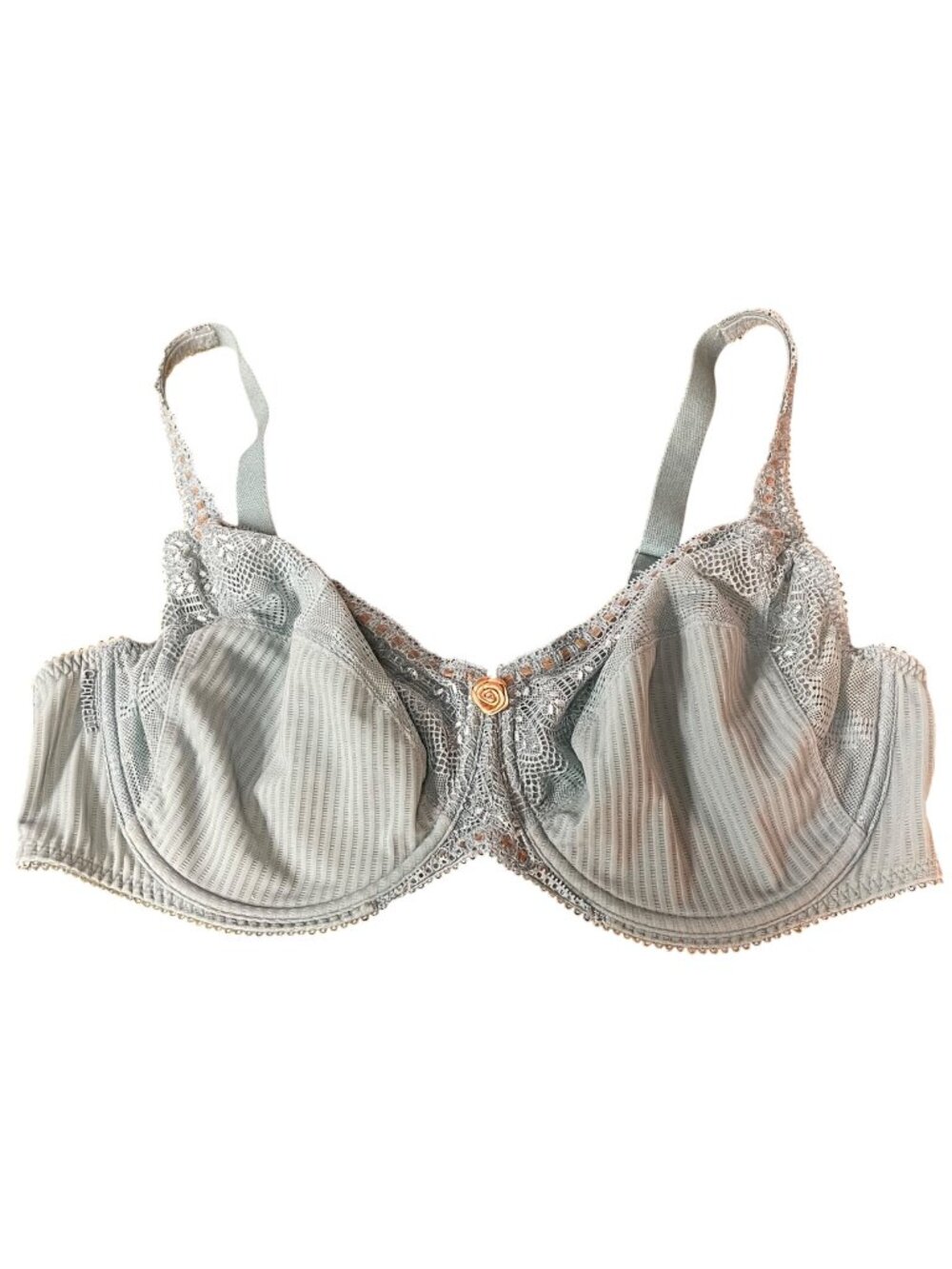 Chantelle 3946 Pont Des Arts Full Cup Bra Blue Sz 40DD Rosette Dainty